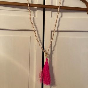 Lilly Pulitzer Pink Tassel Long Necklace